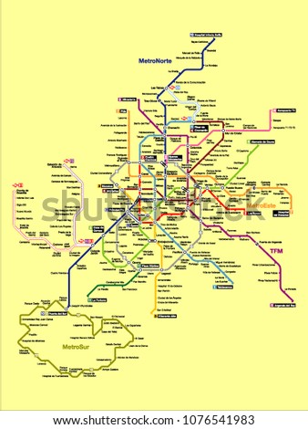 Vector illustration of the Madrid Subway Map