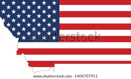 USA Flag within a Map of the State of Montana