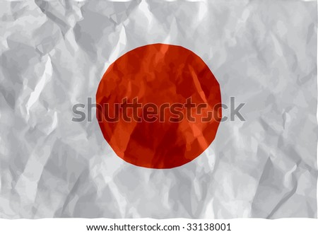 Japanese flag of crumpled paper
