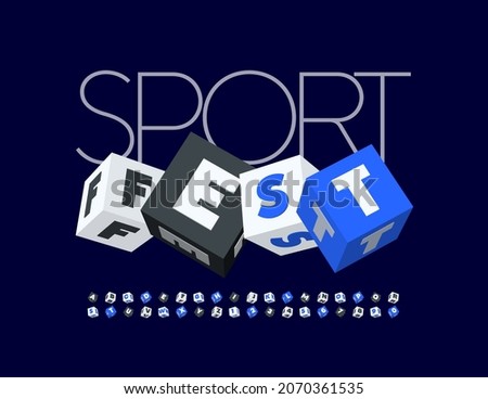 Vector event banner Sport Fest with trendy Font. Creative Cubic Alphabet Letters and Numbers set Stock fotó © 