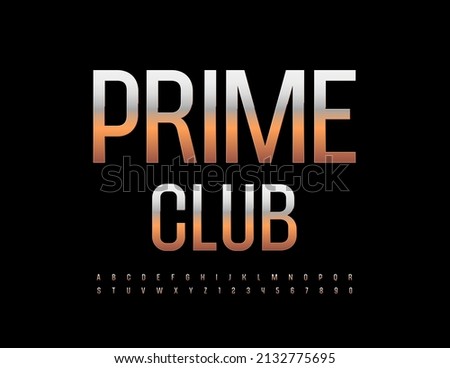 Vector golden Sign Prime Club.  Elegant Trendy Font. Luxury Alphabet Letters and Numbers ストックフォト © 