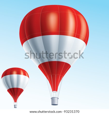 Vector illustration of hot air balloons painted as Austria flag