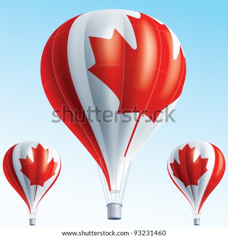 Vector illustration of hot air balloons painted as Canada flag