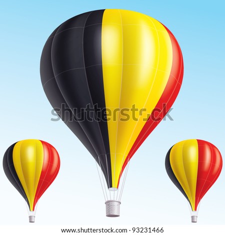 Vector illustration of hot air balloons painted as Belgium flag