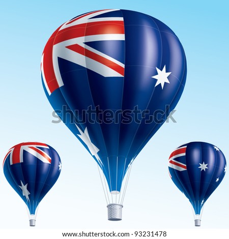 Vector illustration of hot air balloons painted as Australia flag