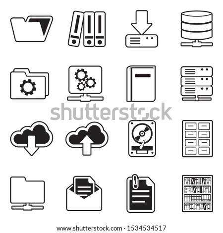 Archive Icons. Line With Fill Design. Vector Illustration.