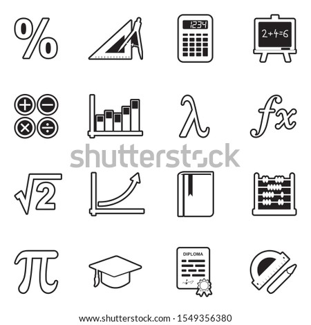 Mathematics Icons. Line With Fill Design. Vector Illustration.