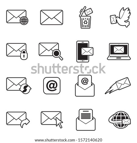 Email Icons. Line With Fill Design. Vector Illustration.