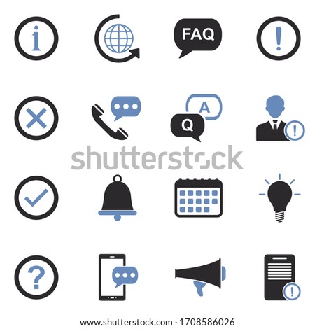 Information And Notification Icons. Two Tone Flat Design. Vector Illustration.