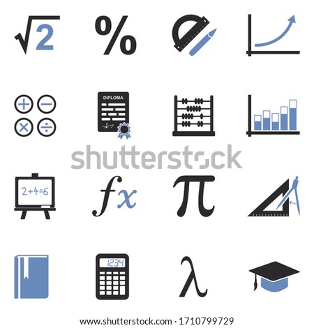 Mathematics Icons. Two Tone Flat Design. Vector Illustration.