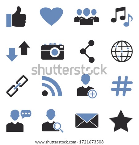 Social Media Icons. Two Tone Flat Design. Vector Illustration.