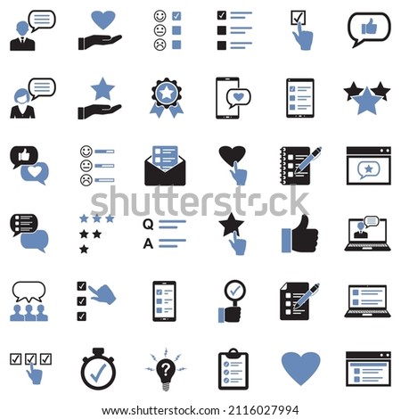 Feedback And Review Icons. Two Tone Flat Design. Vector Illustration.