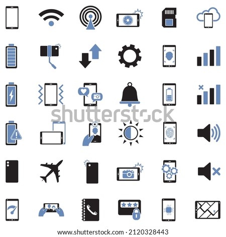 Mobile Phone Icons. Two Tone Flat Design. Vector Illustration.