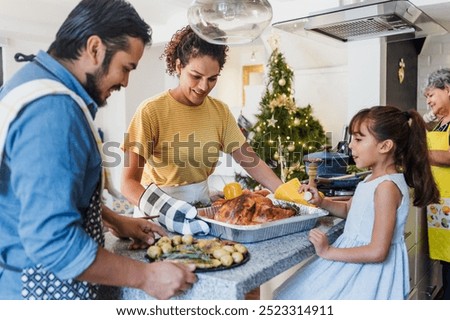Image, Stock Photo Group of women preparing to do Tree pose on nature