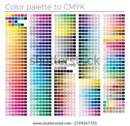 Color chart. Print test page. Process color. Illustration CMYK colors for print. Vector color palette