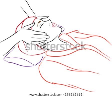 Relaxing beautiful woman having a massage for her skin on a face in beauty salon. Vector illustration/Series Spa Salon - Woman at spa 