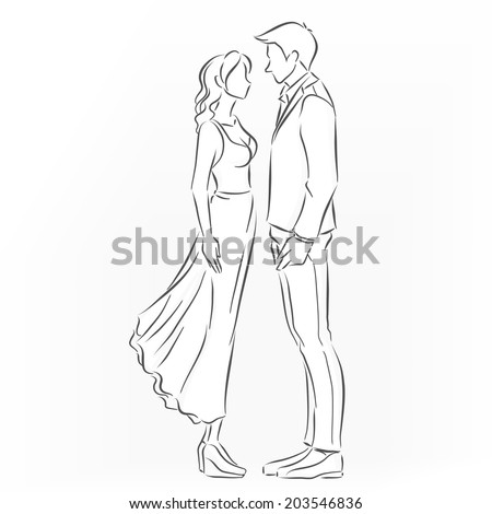 Man And Woman Are Standing. They Look Like A Romantic Couple That Want ...