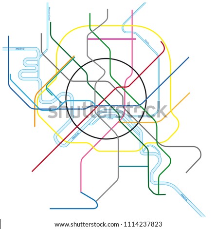 colored metro vector map of moscow, russia