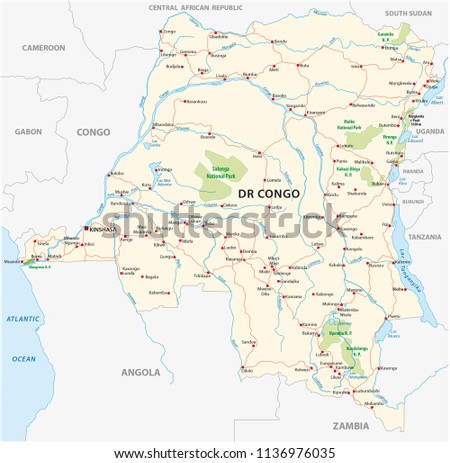 democratic republic of the congo road vector map Kopie