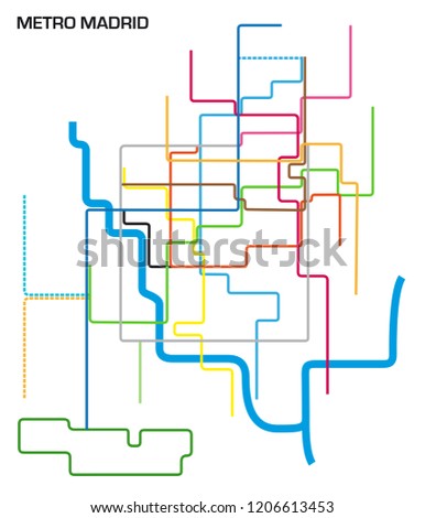 Vector illustration of the Madrid metro map