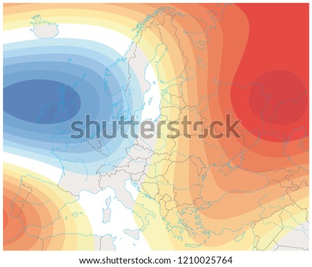 imaginary meteorological weather image of the europe weather map.