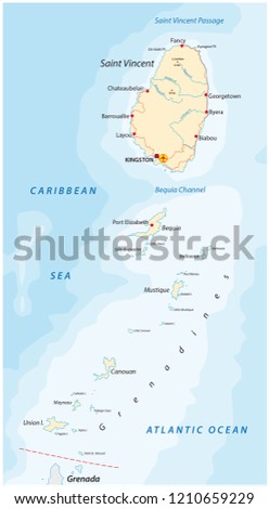 saint vincent and the grenadines vector map