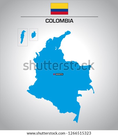 simple vector outline map of colombia with flag
