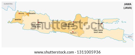 simple administrative and political vector map of indonesian island java