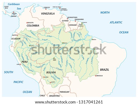 Vector map of the Amazon River drainage basin