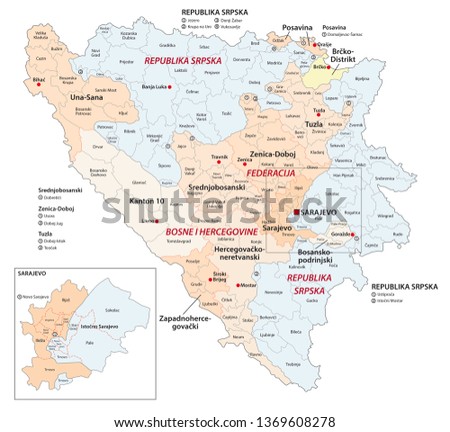 bosnia and herzegovina administrative and political vector map