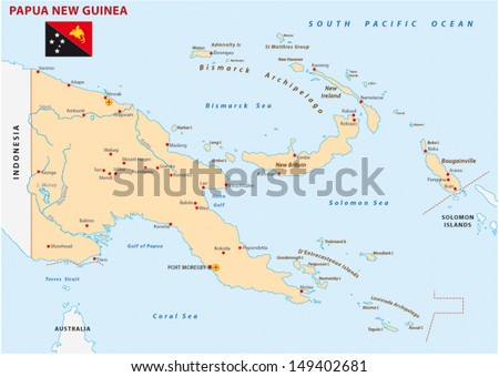 Papua New Guinea Map Stock Vector Illustration 149402681 : Shutterstock