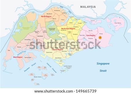 Administrative Divisions Of Singapore Stock Vector Illustration ...