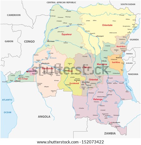 democratic republic of the congo administrative map