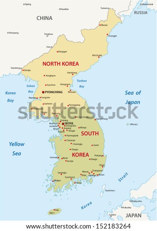 Korean Peninsula Map Stock Vector Illustration 152183264 : Shutterstock