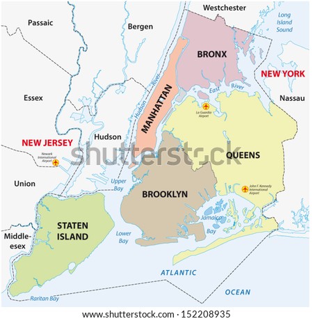 new york city, 5 boroughs map