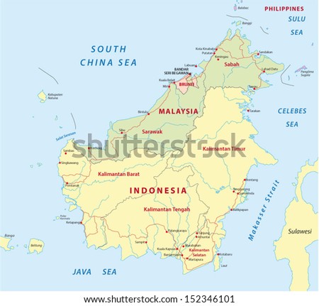 borneo map - stock vector