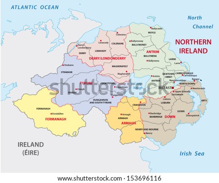 Northern Ireland Administrative Map Stock Vector Illustration 153696116 ...