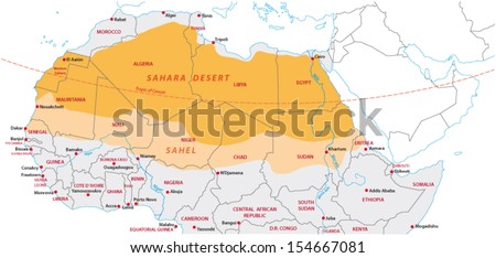 Sahara And Sahel Map Stock Vector 154667081 : Shutterstock