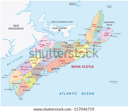 Nova Scotia County Map Stock Vector Illustration 157046759 : Shutterstock