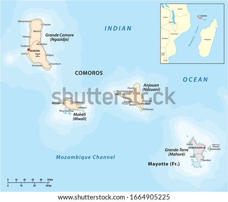 Map of the Union of the Comoros and Mayotte