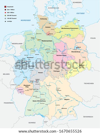 map of germany with all cities over one hundred thousand inhabitants in german language