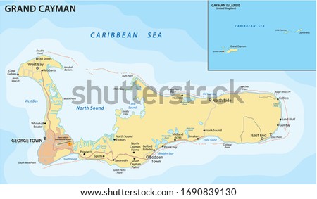 Vector road map of the Caribbean island of Grand Cayman