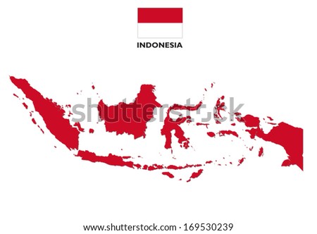 indonesia map with flag