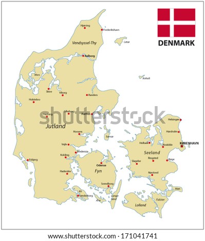 Denmark map with flag