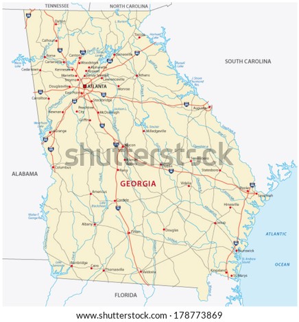 georgia road map - stock vector