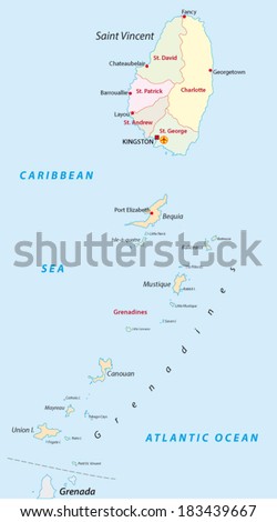 saint vincent and the grenadines administrative map