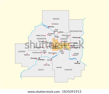 vector map of the Minneapolis-Saint Paul metropolitan area, Minnesota, United States