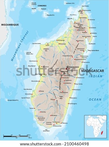vector map of the East African island nation of Madagascar