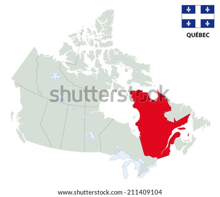 quebec map with flag