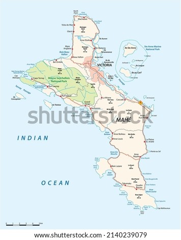 vector road map of Seychelles island of Mahe 